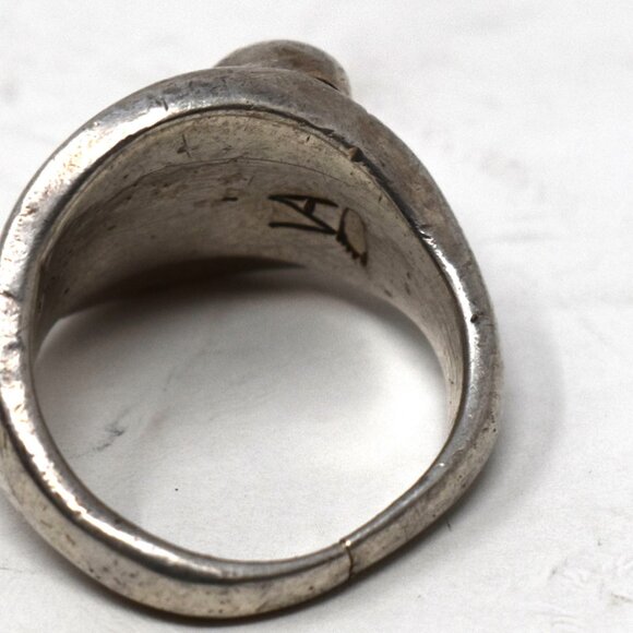 Vidal Aragon Sterling Silver Ring • Kingman Turquoise • Navajo Artisan Vintage - Picture 4 of 5